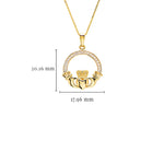 Gold Claddagh Necklace with Lab Diamonds