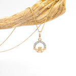 Gold Claddagh Necklace with Lab Diamonds