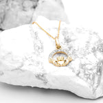 Gold Claddagh Necklace with Lab Diamonds