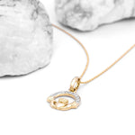 Gold Claddagh Necklace with Lab Diamonds