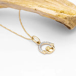 Gold Claddagh Necklace with Lab Diamonds