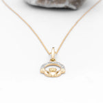 Gold Claddagh Necklace with Lab Diamonds