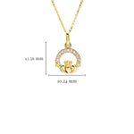 Gold Claddagh Necklace with Lab Diamonds