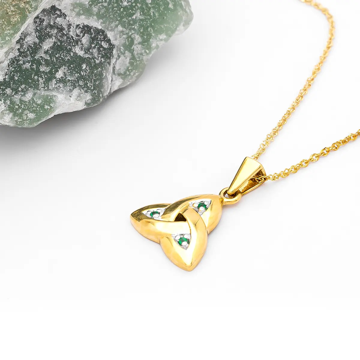 Emerald Celtic Trinity Knot Necklace – view 3