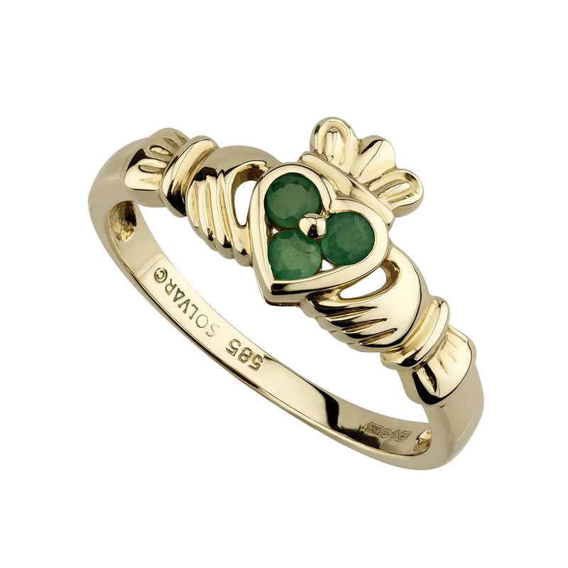 Gold Emerald Claddagh Ring