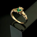 Gold Emerald Claddagh Ring