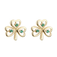Emerald Shamrock Stud Earrings