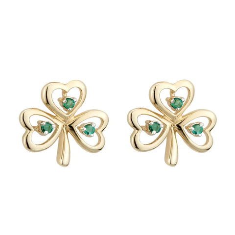 Emerald Shamrock Stud Earrings