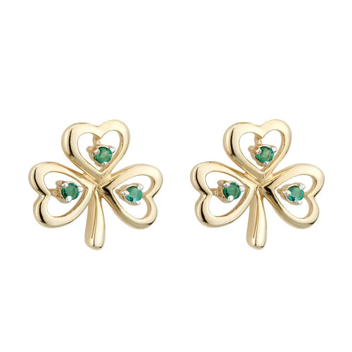 Emerald Shamrock Stud Earrings