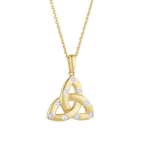 Gold Trinity Knot Necklace With Diamonds