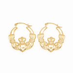 Gold Claddagh Creole Hoop Earrings