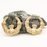 Gold Claddagh Creole Hoop Earrings