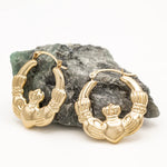 Gold Claddagh Creole Hoop Earrings
