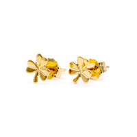 Gold Irish Shamrock Stud Earrings