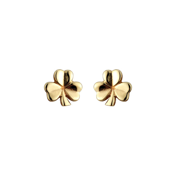 Gold Irish Shamrock Stud Earrings