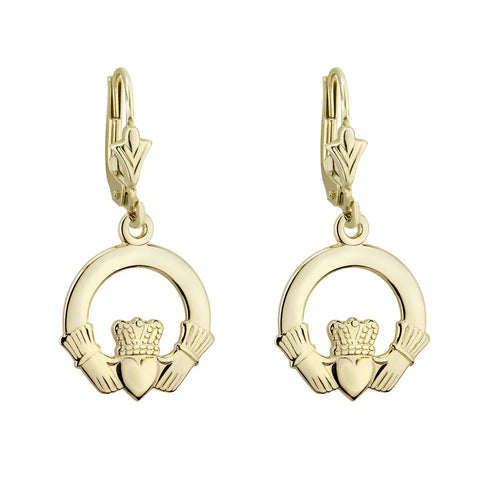 Gold Claddagh Drop Earrings