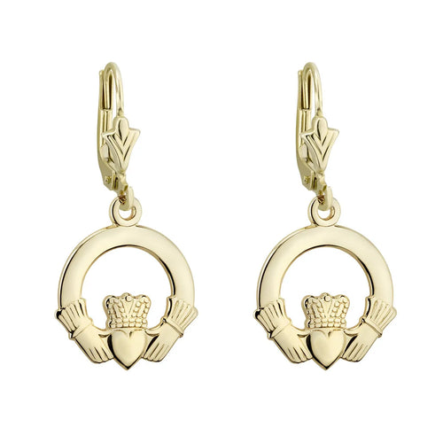 Gold Claddagh Drop Earrings