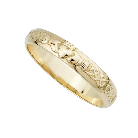 Ladies Gold Claddagh Celtic Wedding Band