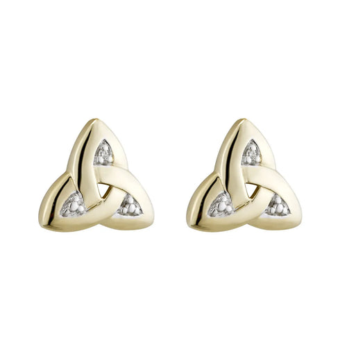 Gold Trinity Knot Stud Earrings With Diamonds