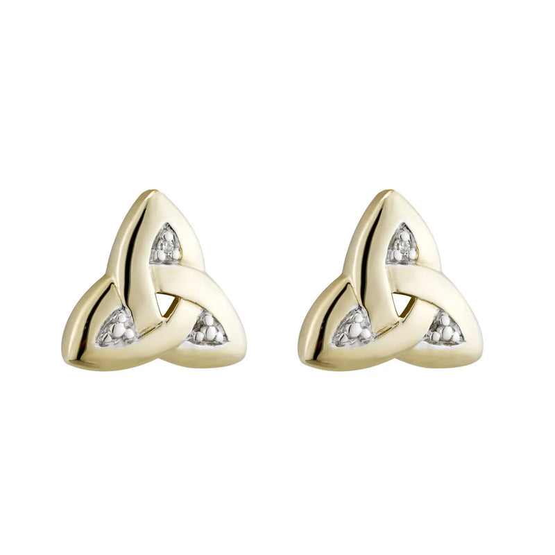 Gold Trinity Knot Stud Earrings With Diamonds