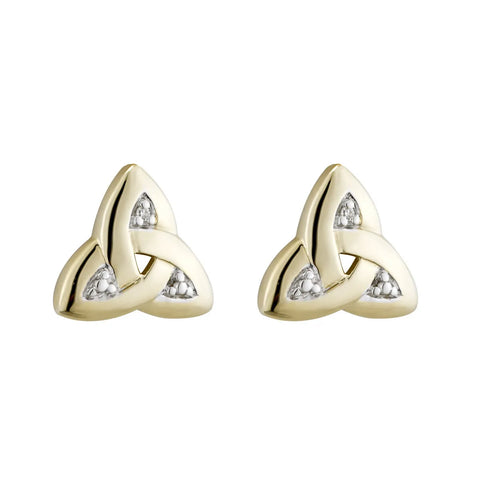 Gold Trinity Knot Stud Earrings With Diamonds