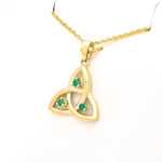 Gold Trinity Knot Necklace With Emeralds
