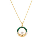 Gold Vermeil Malachite Claddagh Necklace