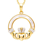 14k Gold Vermeil Mother of Pearl Claddagh Pendant