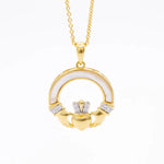 14k Gold Vermeil Mother of Pearl Claddagh Pendant