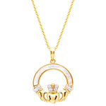 14k Gold Vermeil Mother of Pearl Claddagh Pendant