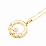 14k Gold Vermeil Mother of Pearl Claddagh Pendant