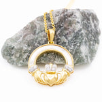 14k Gold Vermeil Mother of Pearl Claddagh Pendant