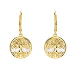 14K Gold Vermeil Tree of Life Earrings set with Mother of Pearl