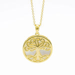14K Gold Vermeil Tree of Life Necklace set with Mother of Pearl