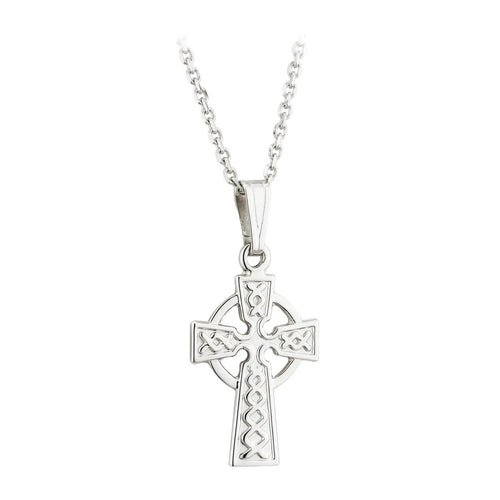 White Gold Celtic Cross Pendant