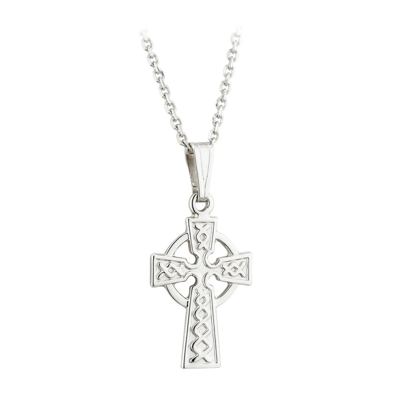 White Gold Celtic Cross Pendant