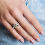 Yellow or White Gold Claddagh Birthstone Ring