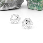 Gold and Diamond Claddagh Stud Earrings