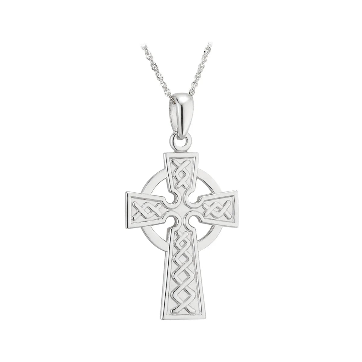 White Gold Celtic Cross Pendant