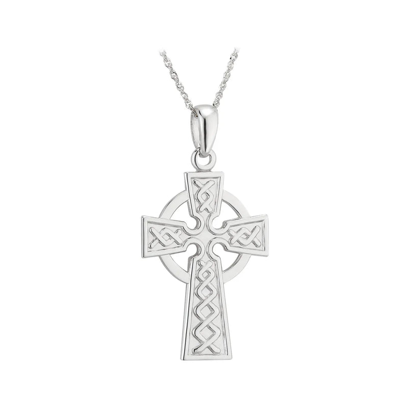 White Gold Celtic Cross Pendant