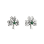 Emerald and Diamond Shamrock Stud Earrings