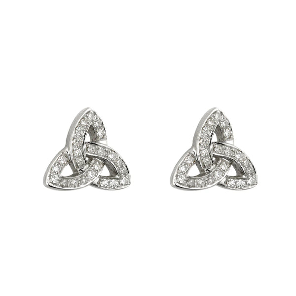 Gold Diamond Trinity Knot Stud Earrings