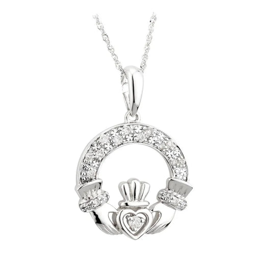 Gold and Diamond Claddagh Necklace