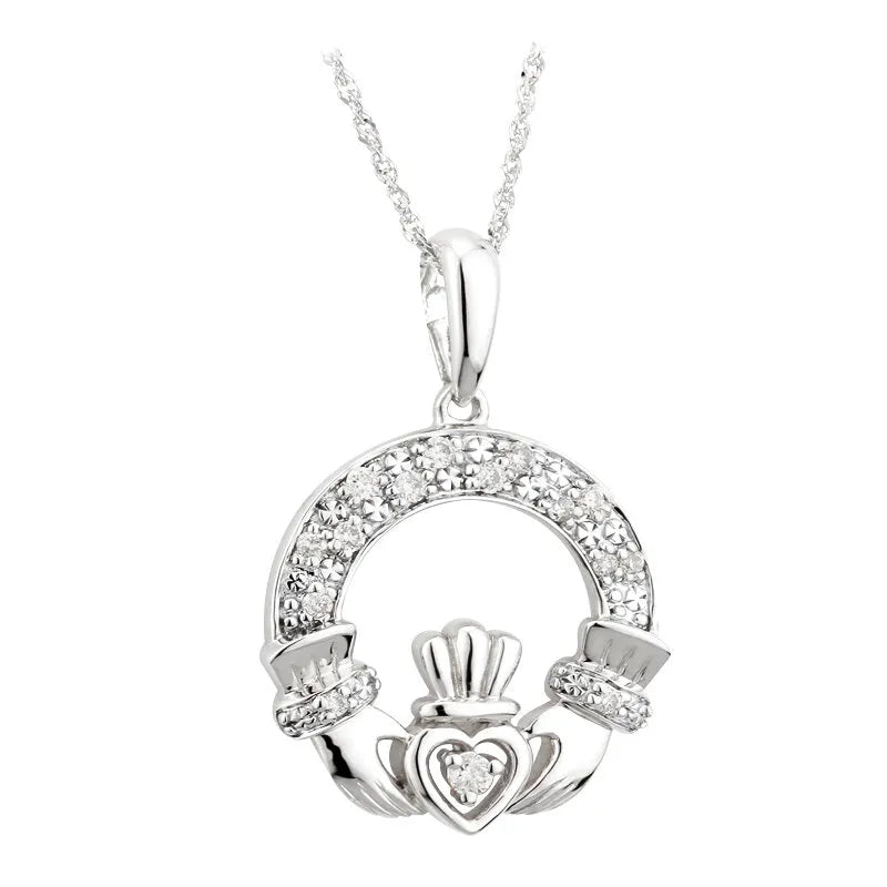 Gold and Diamond Claddagh Necklace – view 4