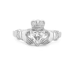 Claddagh Wedding Ring Set Adorned With Heartshaped Gemstone And Diamonds