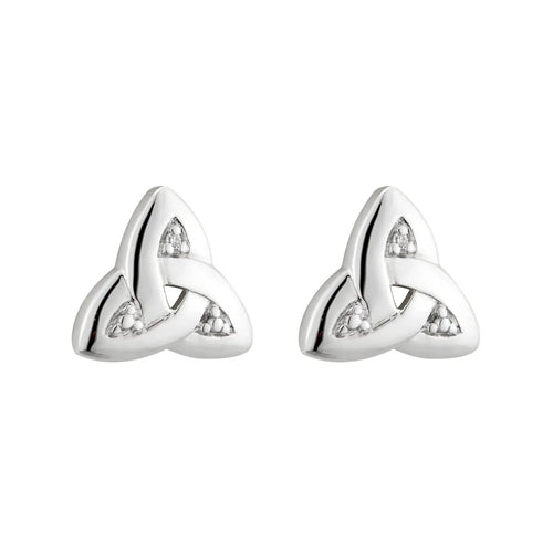 Gold Trinity Knot Stud Earrings With Diamonds