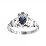 Yellow or White Gold Claddagh Birthstone Ring