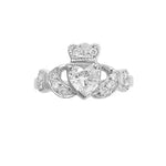 Irish Claddagh Engagement Ring With Gemstone Heart And Diamonds