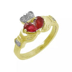 Claddagh Engagement & Wedding Ring Set Adorned With Precious Gemstones