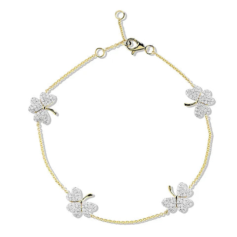 Lab Diamond Gold Shamrock Bracelet